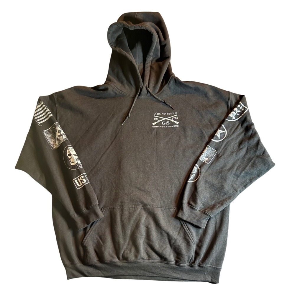 Grunt Style This We'll Defend Pullover Hoodie Mens XXL Black Patriotic Graphics
